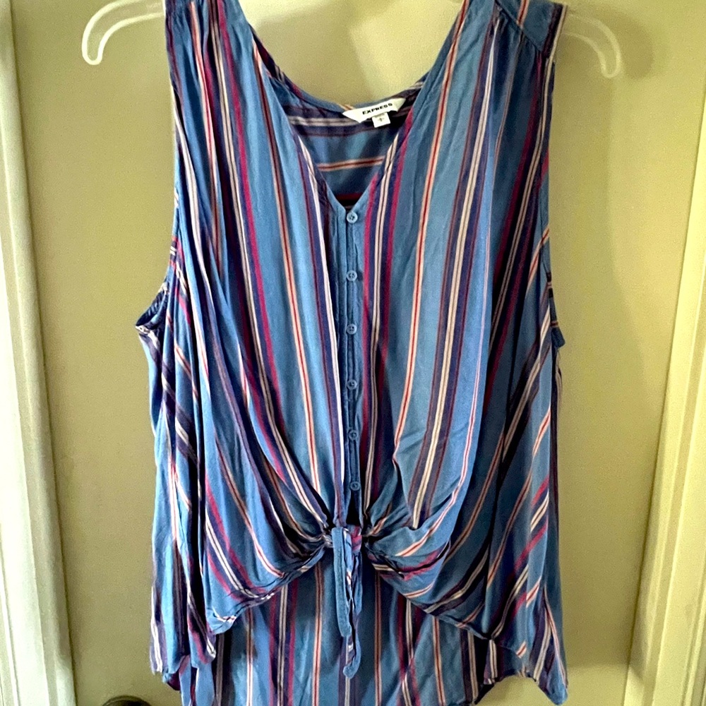 Tie waist button down blouse